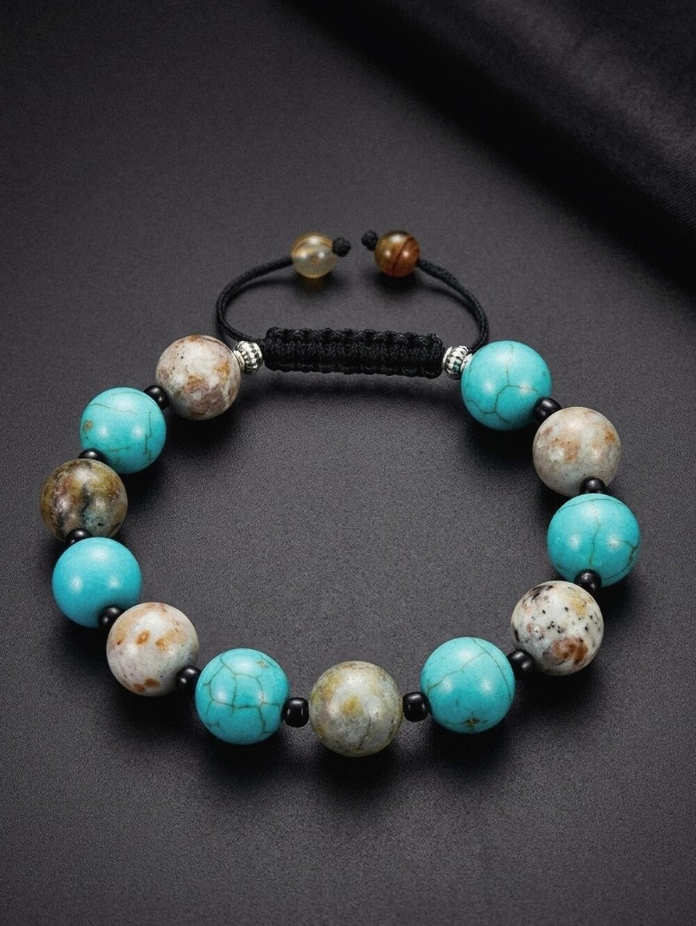Turquoise & Jasper Beaded BRACELET Adjustable